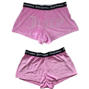 Juicy Couture Pink Velour Sleep Shorts Small Rhinestone Logo Y2K Lounge Low-rise